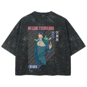 Playera streetwear premium de anime y gaming ExtraLife MX, corte boxy deluxe mineral wash heavyweight en color Acid Wash, moda urbana mexicana de culto.