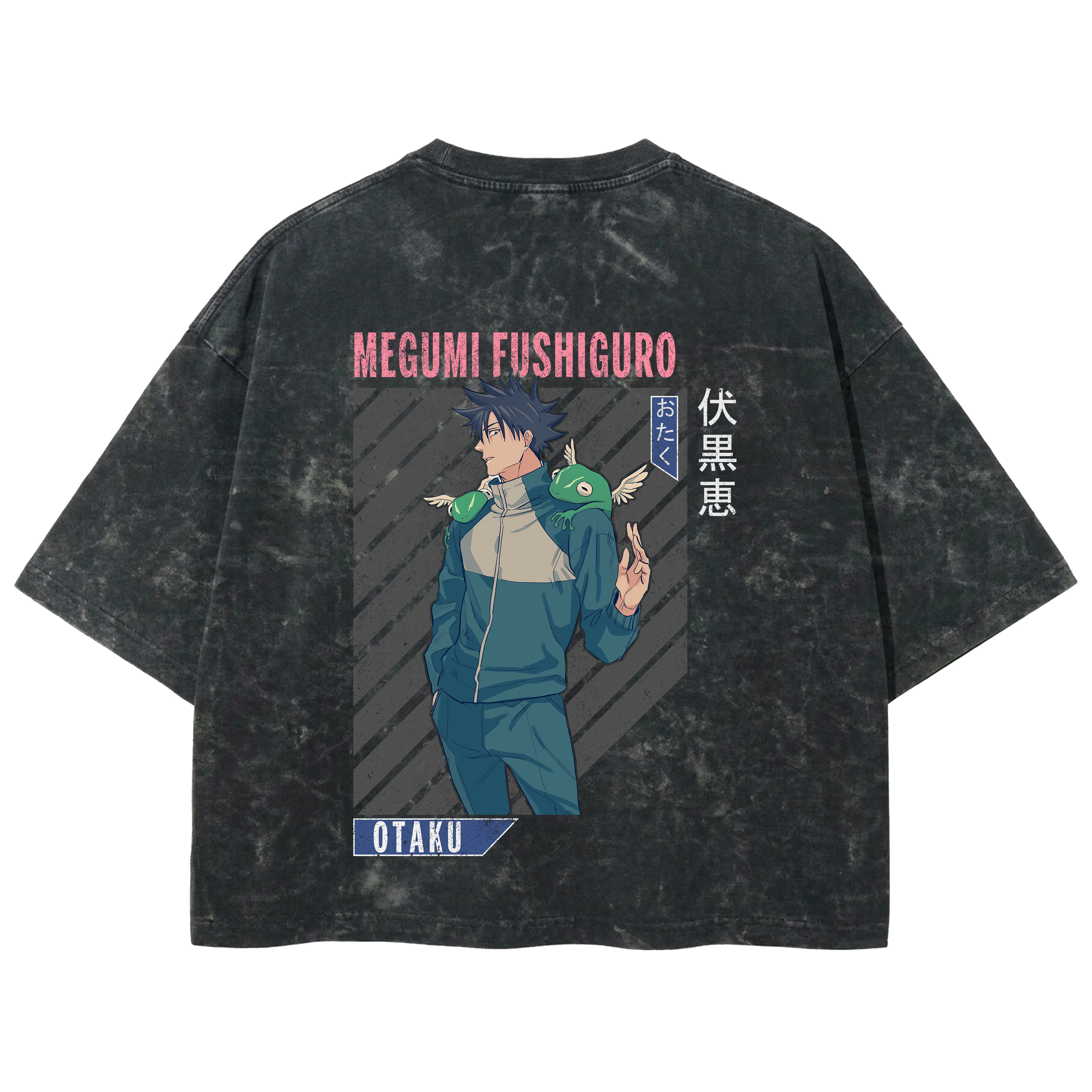 Playera streetwear premium de anime y gaming ExtraLife MX, corte boxy deluxe mineral wash heavyweight en color Acid Wash, moda urbana mexicana de culto.