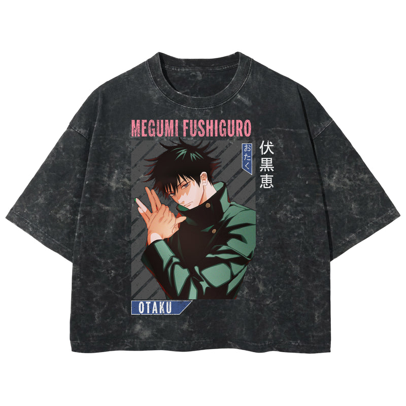 Playera streetwear premium de anime y gaming ExtraLife MX, corte boxy deluxe mineral wash heavyweight en color Acid Wash, moda urbana mexicana de culto.