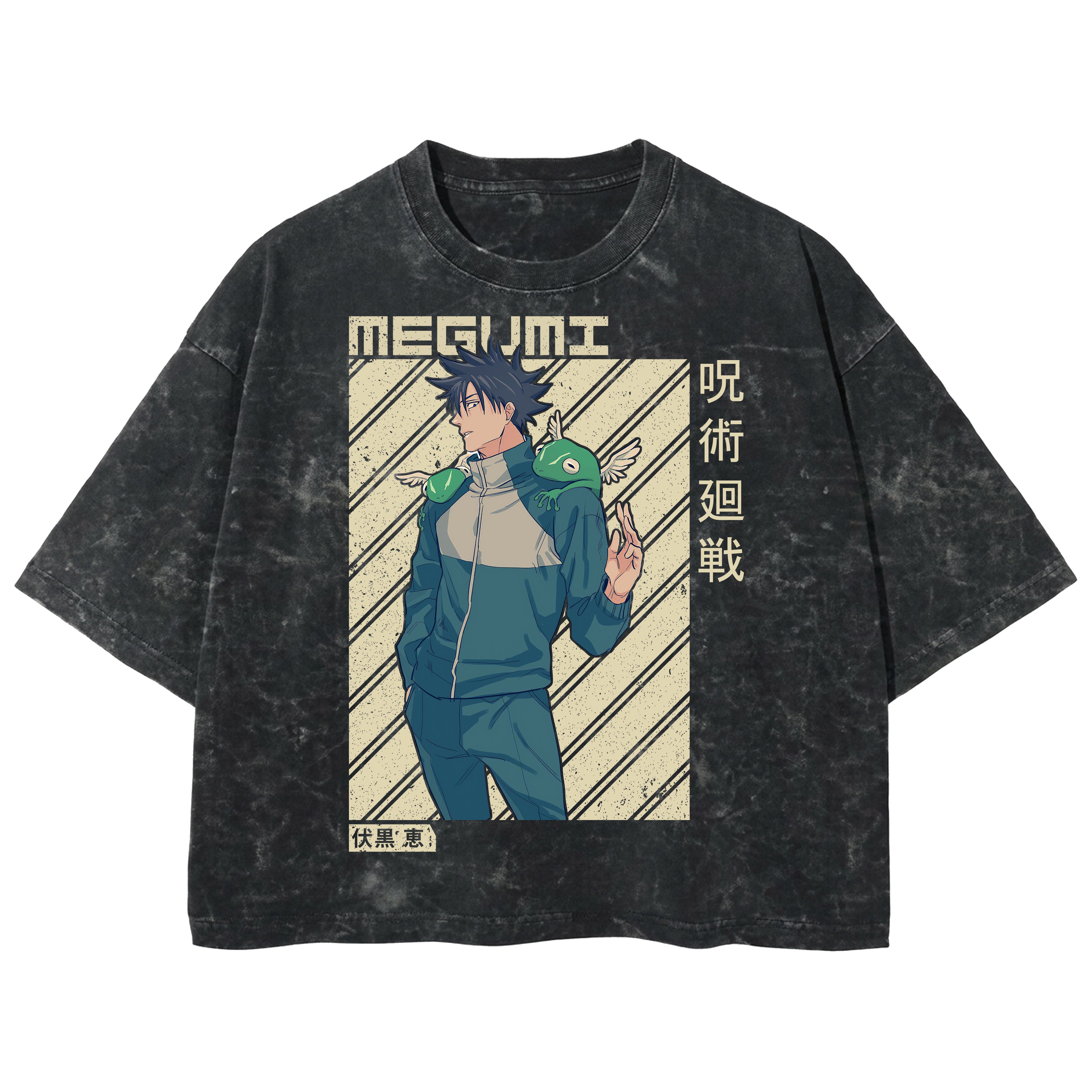 Playera streetwear premium de anime y gaming ExtraLife MX, corte boxy deluxe mineral wash heavyweight en color Acid Wash, moda urbana mexicana de culto.