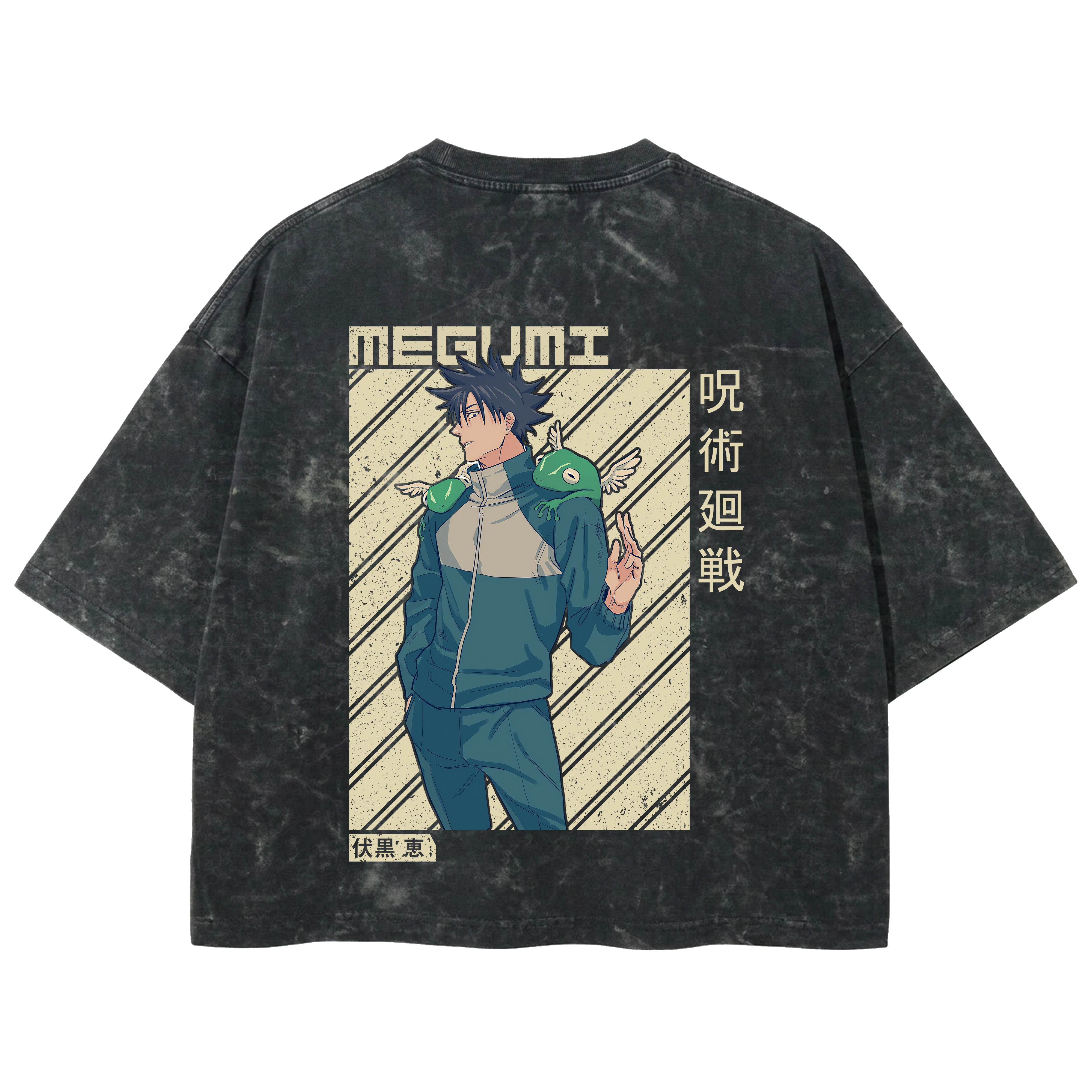 Playera streetwear premium de anime y gaming ExtraLife MX, corte boxy deluxe mineral wash heavyweight en color Acid Wash, moda urbana mexicana de culto.