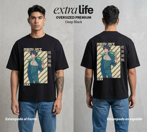 El Arte de las Maldiciones | El Fushiguro del Clan #02408 - Playera Oversized Premium | Deep Black - Foto en modelo