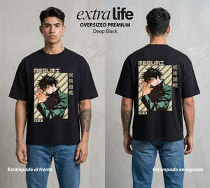El Arte de las Maldiciones | El Invocador de Sombras #02409 - Playera Oversized Premium | Deep Black - Foto en modelo