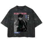 Playera streetwear premium de anime y gaming ExtraLife MX, corte boxy deluxe mineral wash heavyweight en color Acid Wash, moda urbana mexicana de culto.