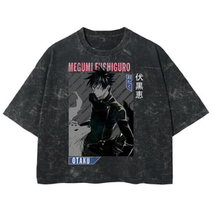 Playera streetwear premium de anime y gaming ExtraLife MX, corte boxy deluxe mineral wash heavyweight en color Acid Wash, moda urbana mexicana de culto.