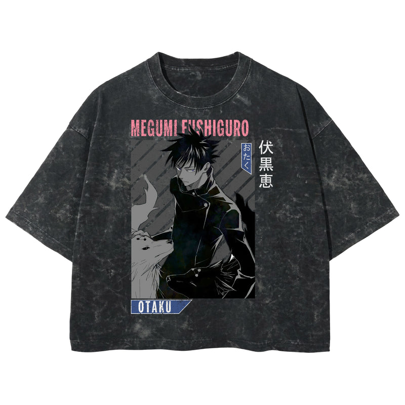 Playera streetwear premium de anime y gaming ExtraLife MX, corte boxy deluxe mineral wash heavyweight en color Acid Wash, moda urbana mexicana de culto.
