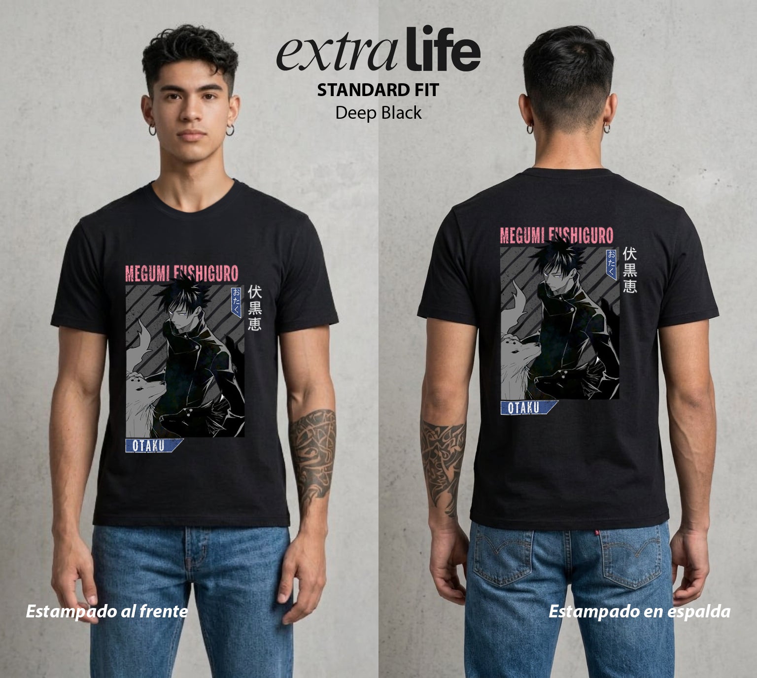 El Arte de las Maldiciones | Las Diez Sombras #02411 - Playera Standard Fit | Deep Black - Foto en modelo