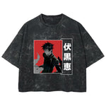 Playera streetwear premium de anime y gaming ExtraLife MX, corte boxy deluxe mineral wash heavyweight en color Acid Wash, moda urbana mexicana de culto.