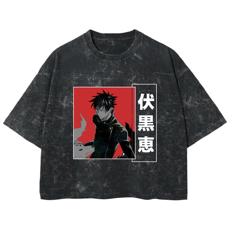 Playera streetwear premium de anime y gaming ExtraLife MX, corte boxy deluxe mineral wash heavyweight en color Acid Wash, moda urbana mexicana de culto.