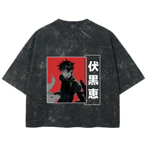 Playera streetwear premium de anime y gaming ExtraLife MX, corte boxy deluxe mineral wash heavyweight en color Acid Wash, moda urbana mexicana de culto.