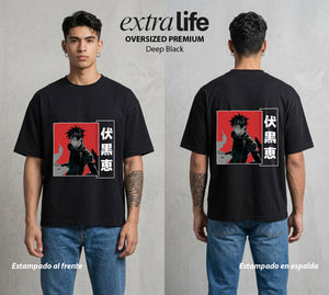 El Arte de las Maldiciones | El Brujo de las Bestias #02412 - Playera Oversized Premium | Deep Black - Foto en modelo