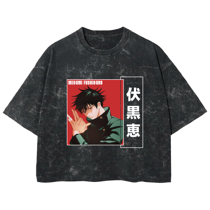 Playera streetwear premium de anime y gaming ExtraLife MX, corte boxy deluxe mineral wash heavyweight en color Acid Wash, moda urbana mexicana de culto.