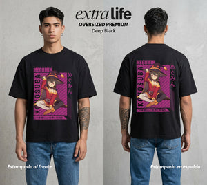 La Otra Vida del Heroe | La Explosion y Solo Explosion #02415 - Playera Oversized Premium | Deep Black - Foto en modelo