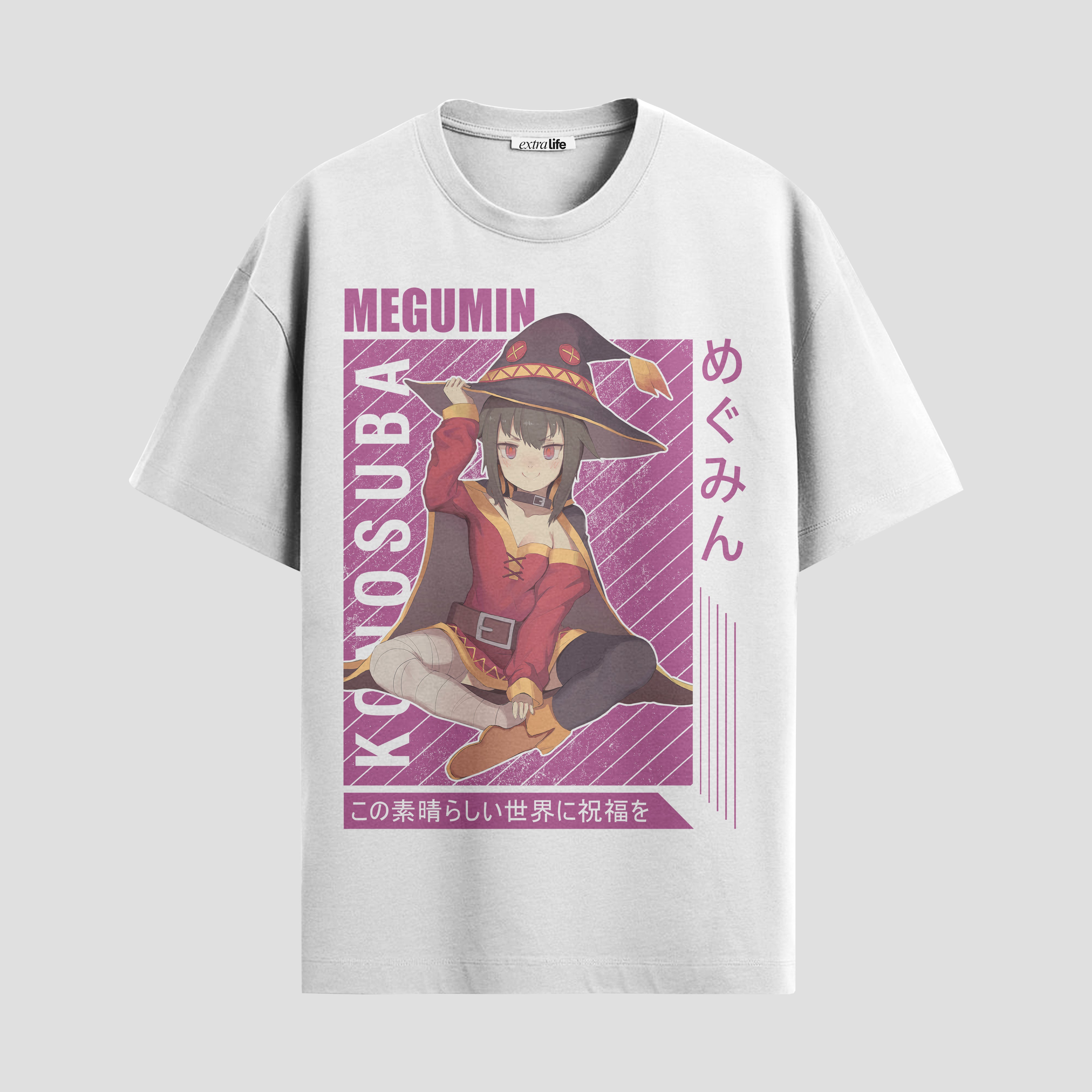 Playera urbana de anime y gaming ExtraLife MX, corte Standard Fit unisex ligero y transpirable en color Deep Black y Pure White, ropa de uso diario para gym y casual.