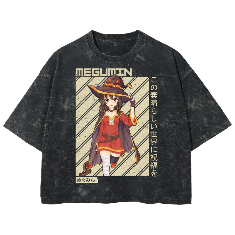 Playera streetwear premium de anime y gaming ExtraLife MX, corte boxy deluxe mineral wash heavyweight en color Acid Wash, moda urbana mexicana de culto.