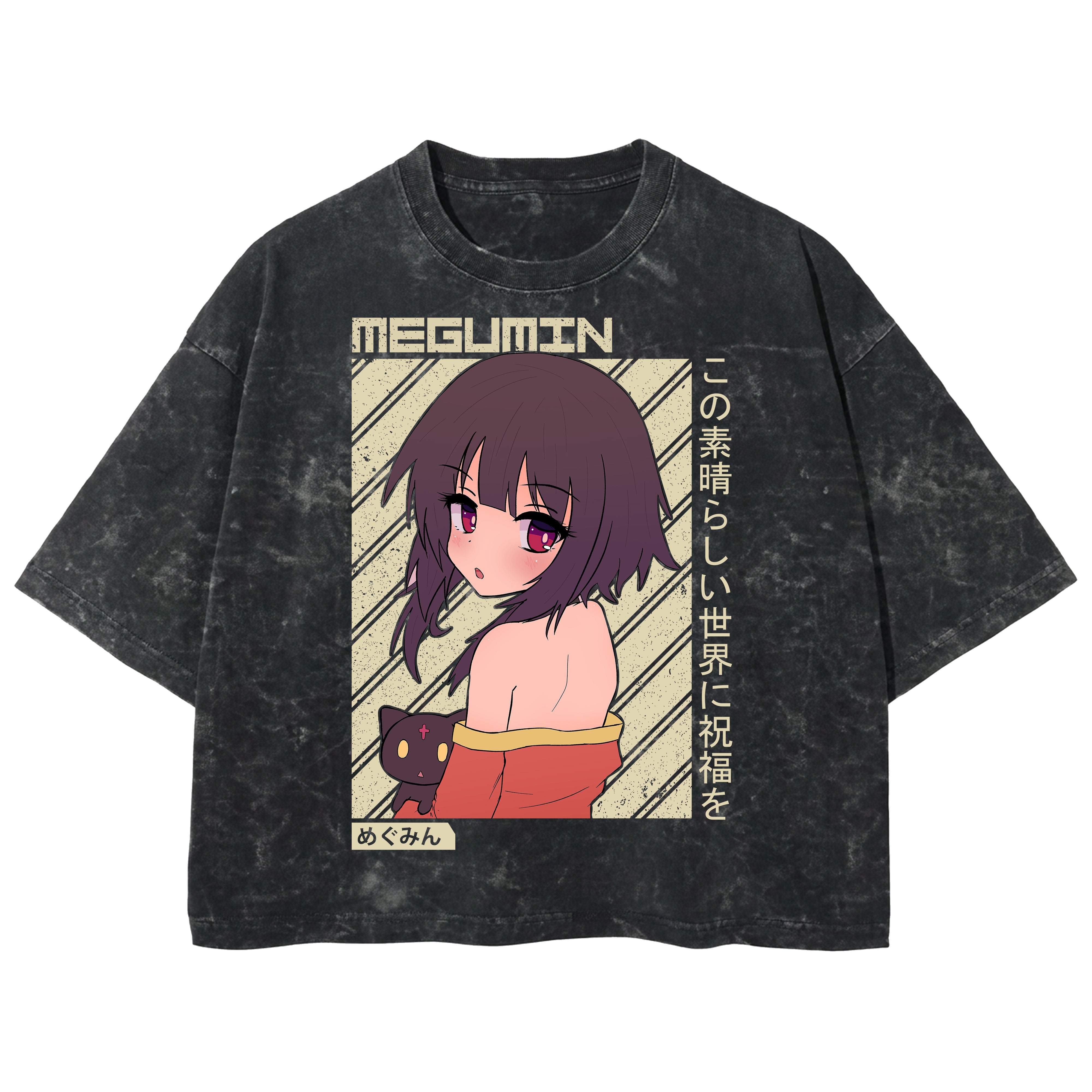 Playera streetwear premium de anime y gaming ExtraLife MX, corte boxy deluxe mineral wash heavyweight en color Acid Wash, moda urbana mexicana de culto.