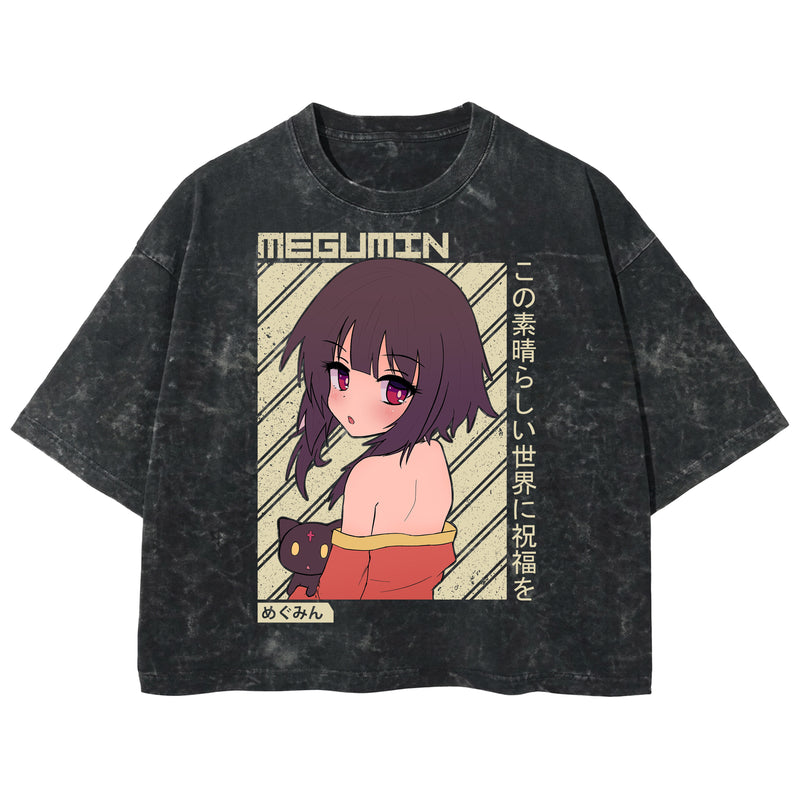 Playera streetwear premium de anime y gaming ExtraLife MX, corte boxy deluxe mineral wash heavyweight en color Acid Wash, moda urbana mexicana de culto.