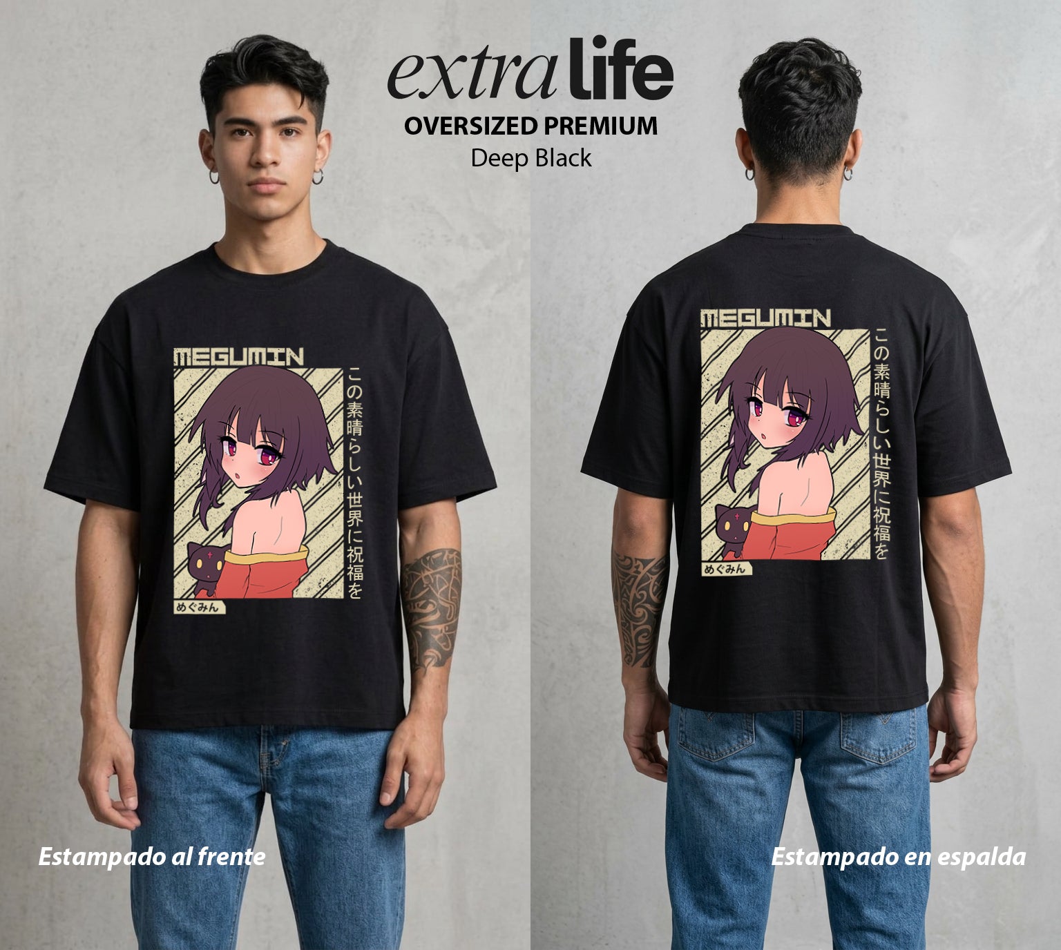 La Otra Vida del Heroe | La Maga del Boom #02419 - Playera Oversized Premium | Deep Black - Foto en modelo