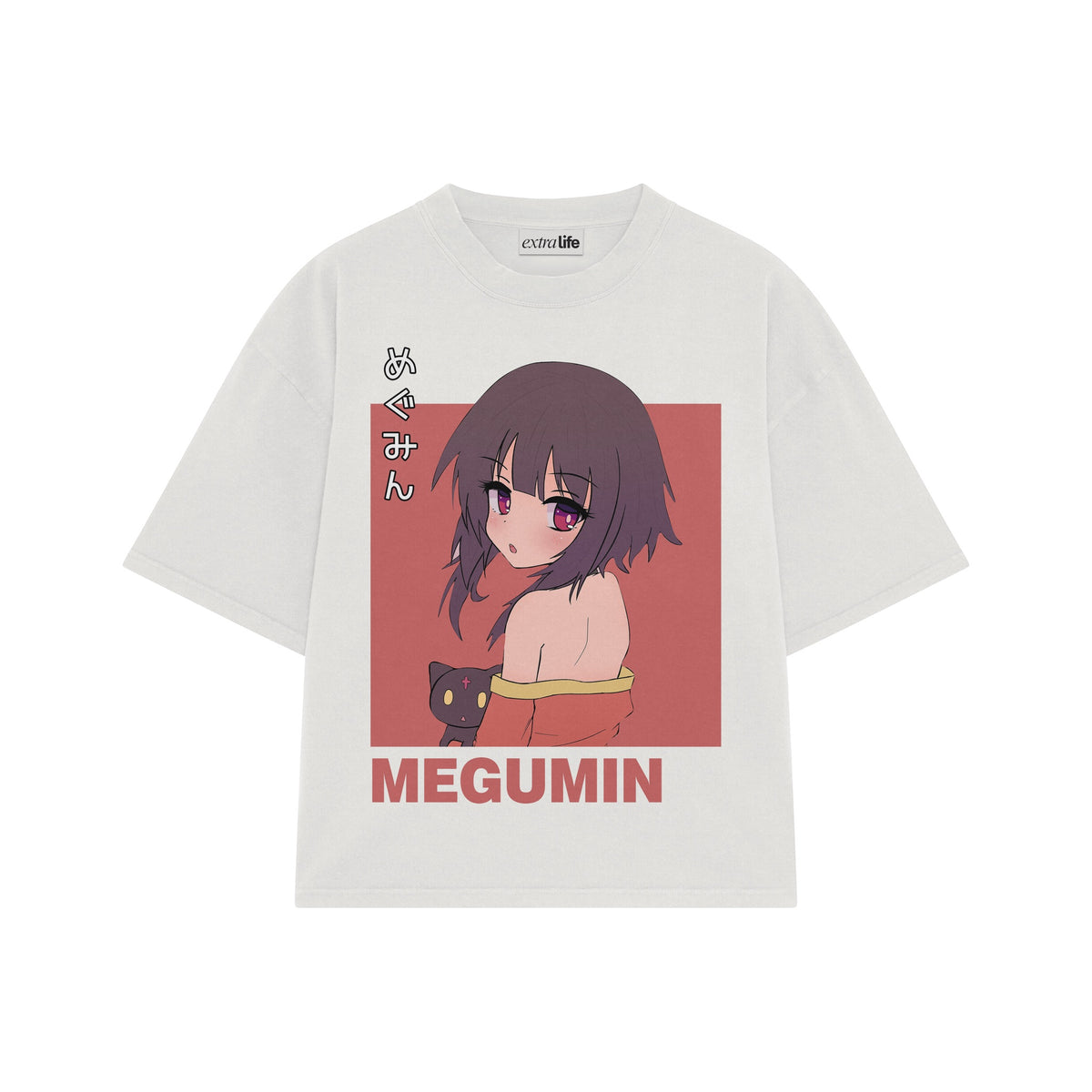 Playera streetwear premium de anime y gaming ExtraLife MX, corte oversized drop shoulder ligero y fresco en color Deep Black y Off-White, moda urbana mexicana de culto.