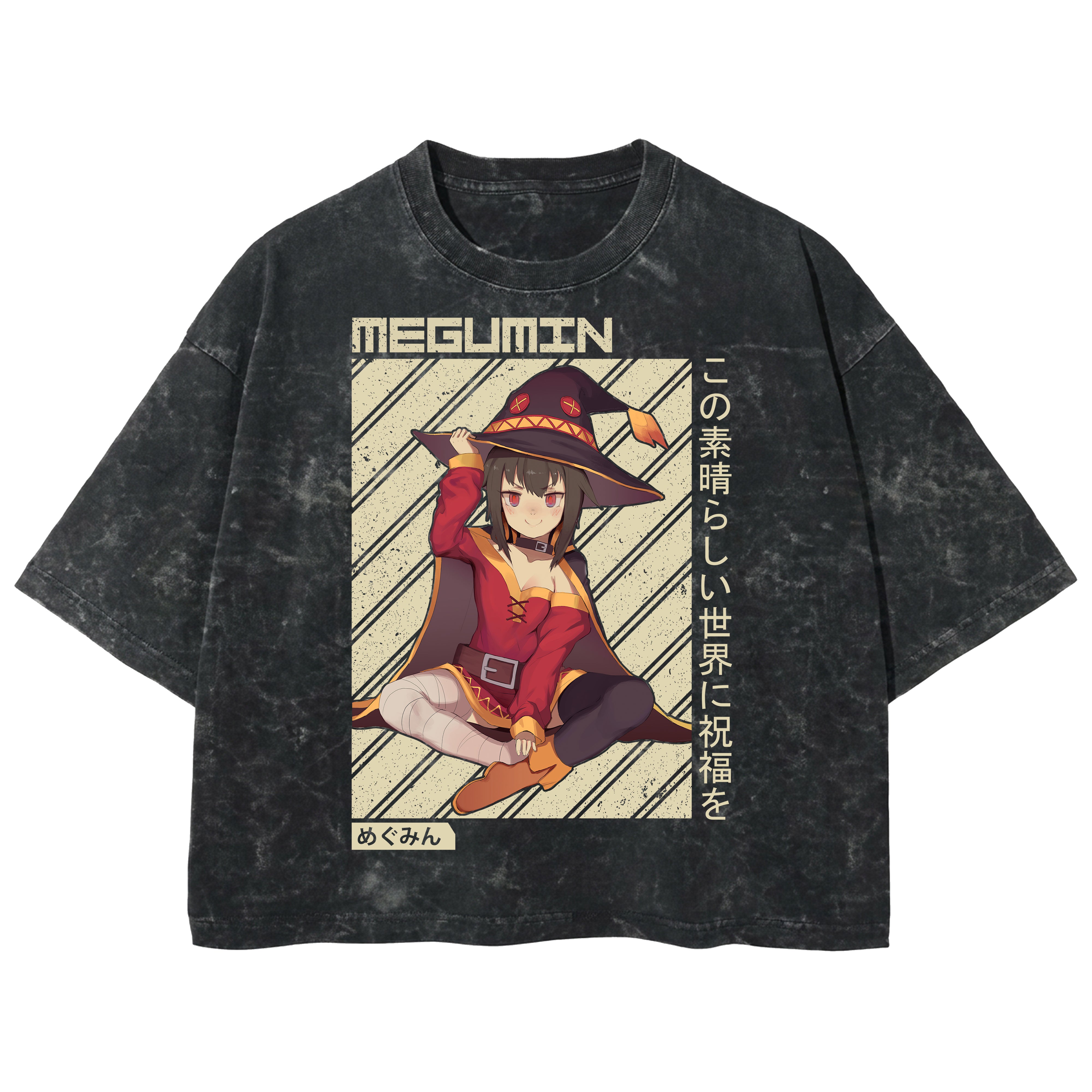 Playera streetwear premium de anime y gaming ExtraLife MX, corte boxy deluxe mineral wash heavyweight en color Acid Wash, moda urbana mexicana de culto.