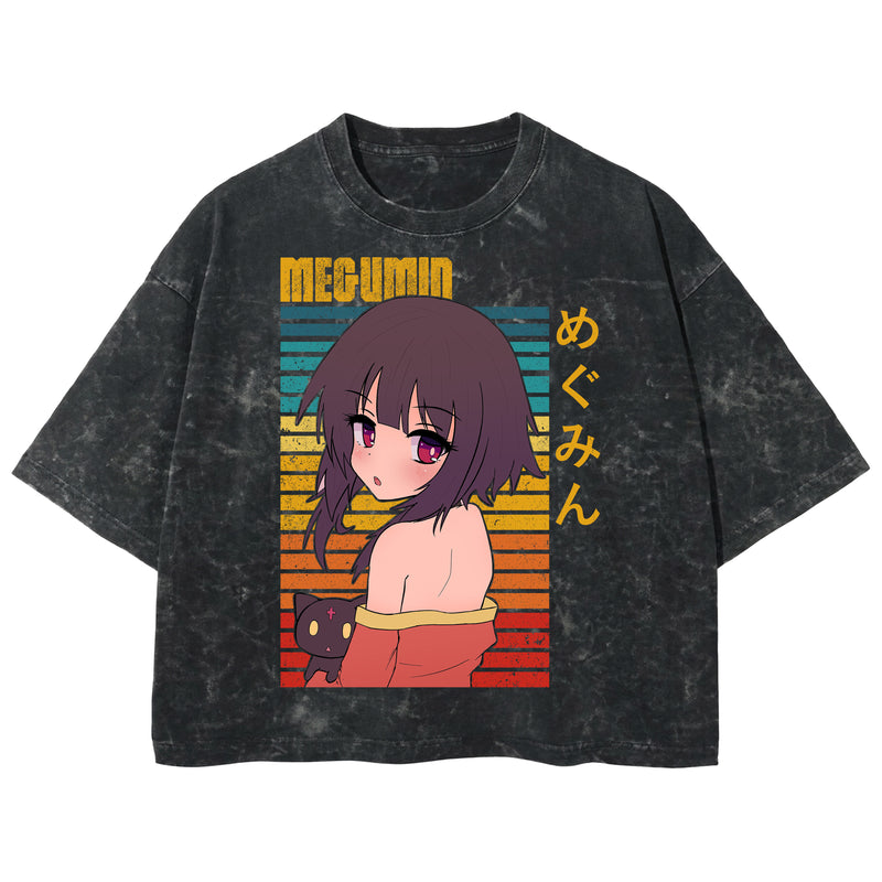 Playera streetwear premium de anime y gaming ExtraLife MX, corte boxy deluxe mineral wash heavyweight en color Acid Wash, moda urbana mexicana de culto.