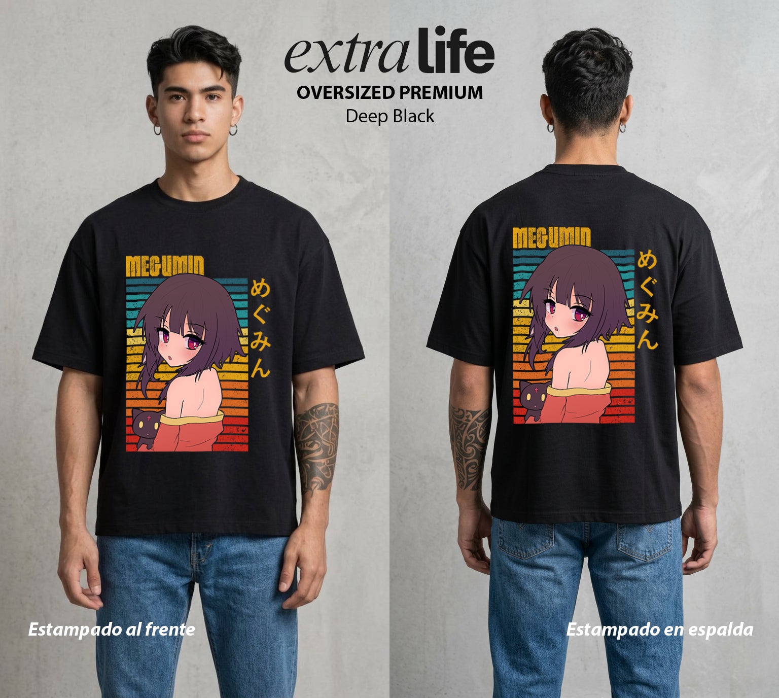La Otra Vida del Heroe | La Maga sin Limite #02423 - Playera Oversized Premium | Deep Black - Foto en modelo