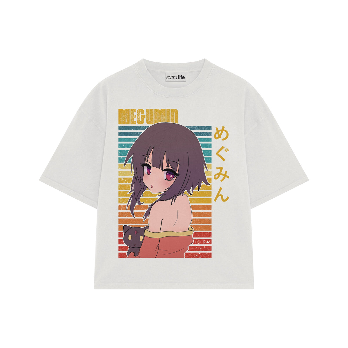 Playera streetwear premium de anime y gaming ExtraLife MX, corte oversized drop shoulder ligero y fresco en color Deep Black y Off-White, moda urbana mexicana de culto.