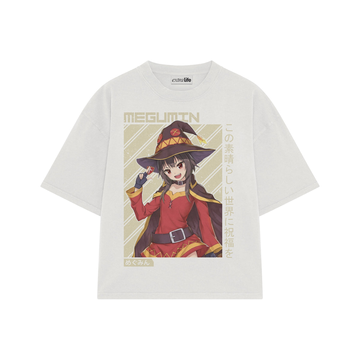 Playera streetwear premium de anime y gaming ExtraLife MX, corte oversized drop shoulder ligero y fresco en color Deep Black y Off-White, moda urbana mexicana de culto.