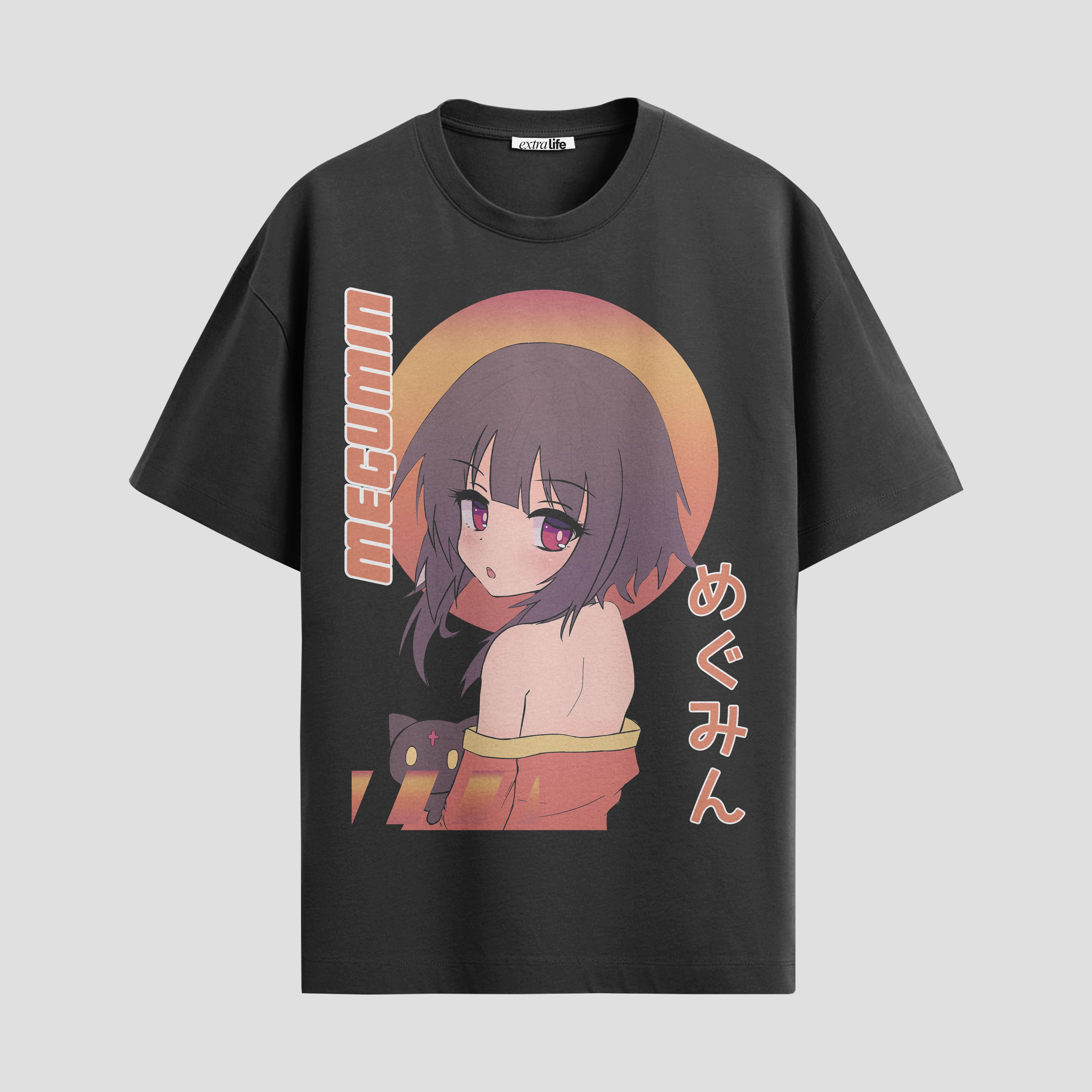 Playera urbana de anime y gaming ExtraLife MX, corte Standard Fit unisex ligero y transpirable en color Deep Black y Pure White, ropa de uso diario para gym y casual.