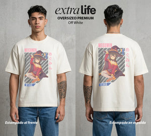 La Otra Vida del Heroe | La Unica Magia del Mundo #02435 - Playera Oversized Premium | Off White - Foto en modelo