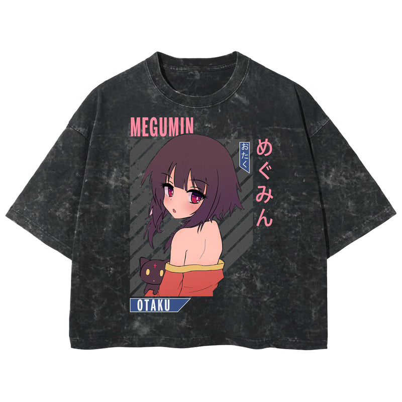 Playera streetwear premium de anime y gaming ExtraLife MX, corte boxy deluxe mineral wash heavyweight en color Acid Wash, moda urbana mexicana de culto.