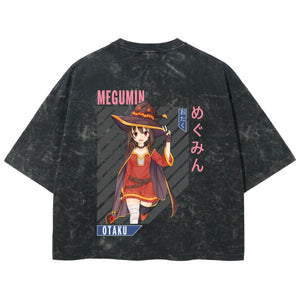 Playera streetwear premium de anime y gaming ExtraLife MX, corte boxy deluxe mineral wash heavyweight en color Acid Wash, moda urbana mexicana de culto.