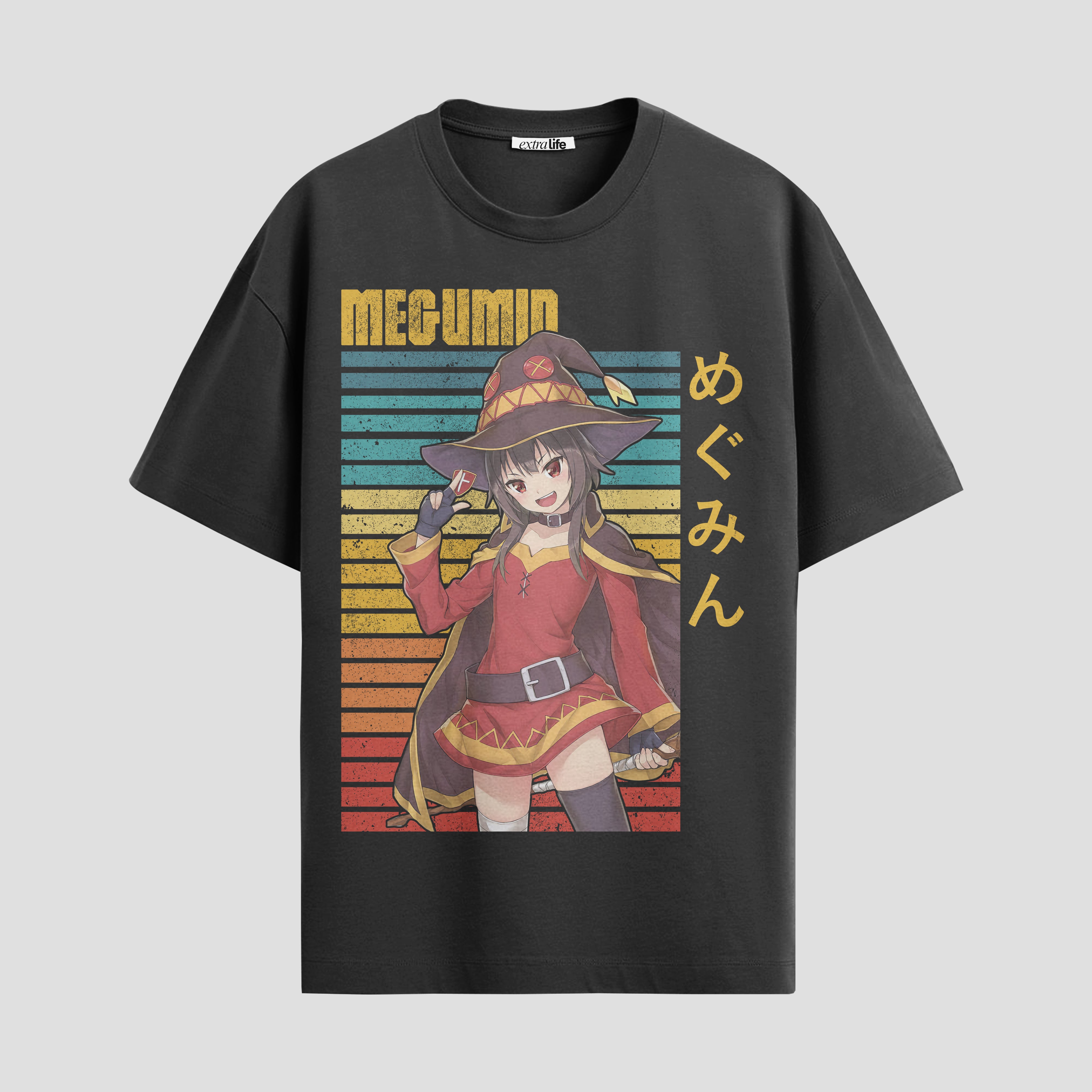 Playera urbana de anime y gaming ExtraLife MX, corte Standard Fit unisex ligero y transpirable en color Deep Black y Pure White, ropa de uso diario para gym y casual.