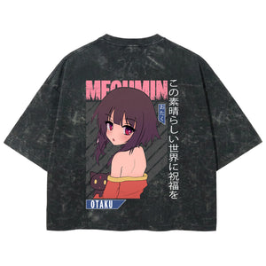 Playera streetwear premium de anime y gaming ExtraLife MX, corte boxy deluxe mineral wash heavyweight en color Acid Wash, moda urbana mexicana de culto.