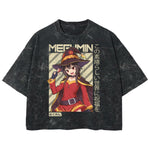 Playera streetwear premium de anime y gaming ExtraLife MX, corte boxy deluxe mineral wash heavyweight en color Acid Wash, moda urbana mexicana de culto.