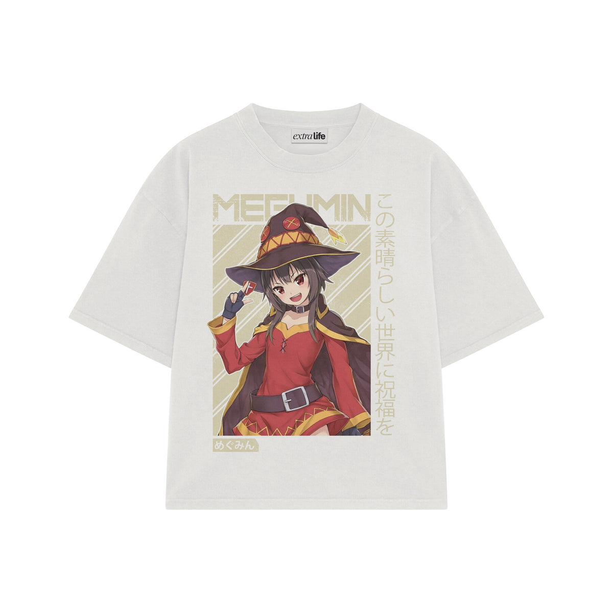 Playera streetwear premium de anime y gaming ExtraLife MX, corte oversized drop shoulder ligero y fresco en color Deep Black y Off-White, moda urbana mexicana de culto.