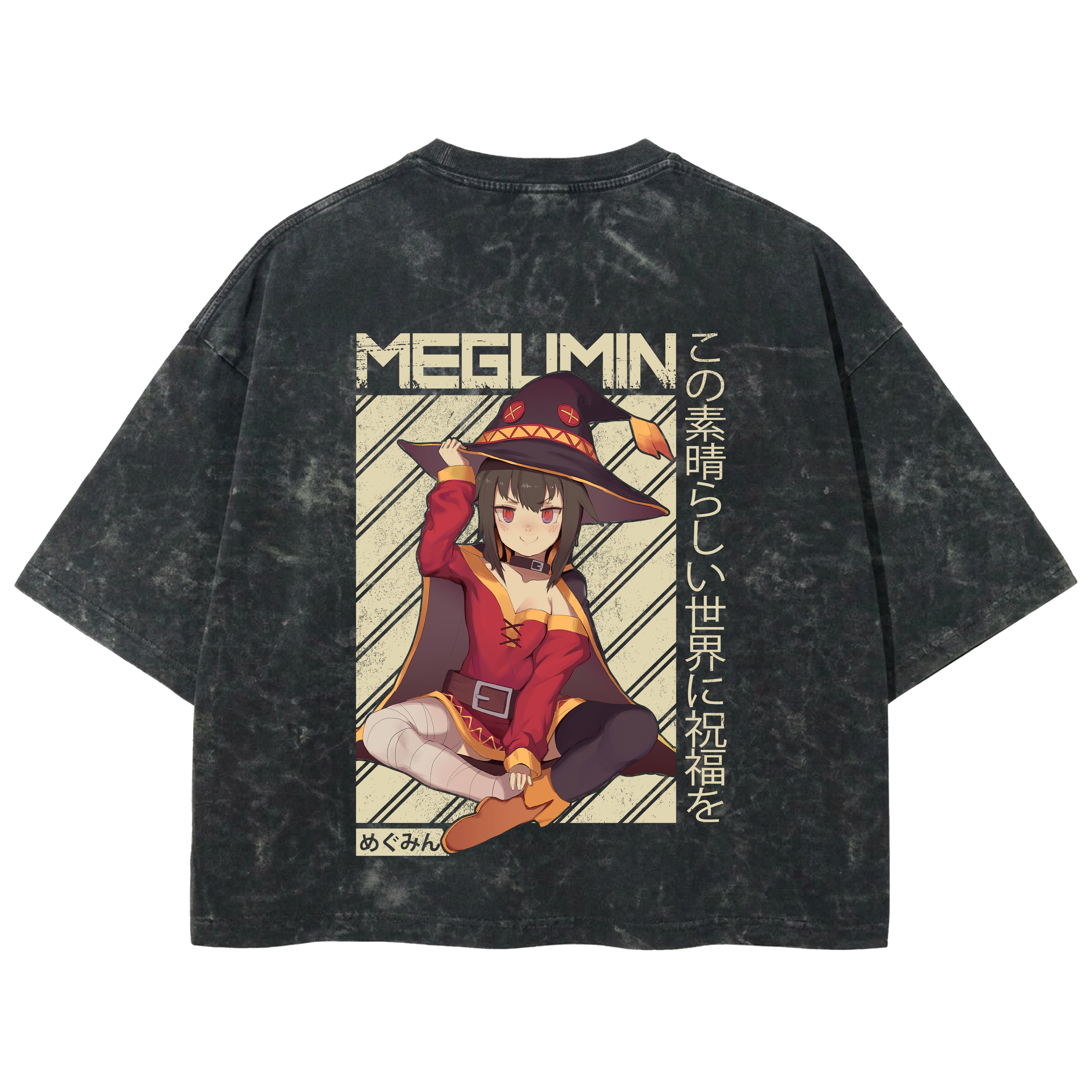 Playera streetwear premium de anime y gaming ExtraLife MX, corte boxy deluxe mineral wash heavyweight en color Acid Wash, moda urbana mexicana de culto.