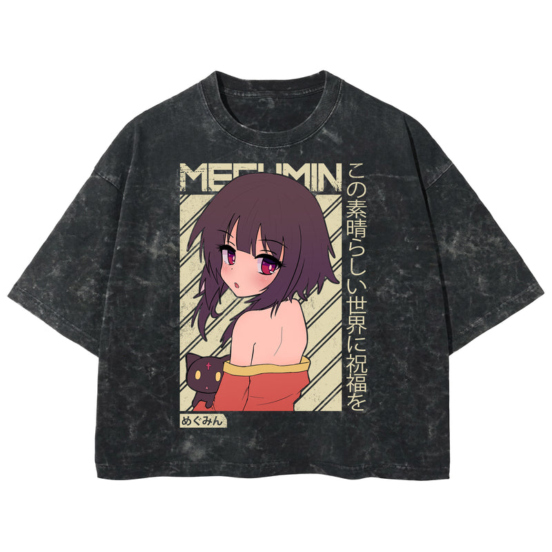 Playera streetwear premium de anime y gaming ExtraLife MX, corte boxy deluxe mineral wash heavyweight en color Acid Wash, moda urbana mexicana de culto.