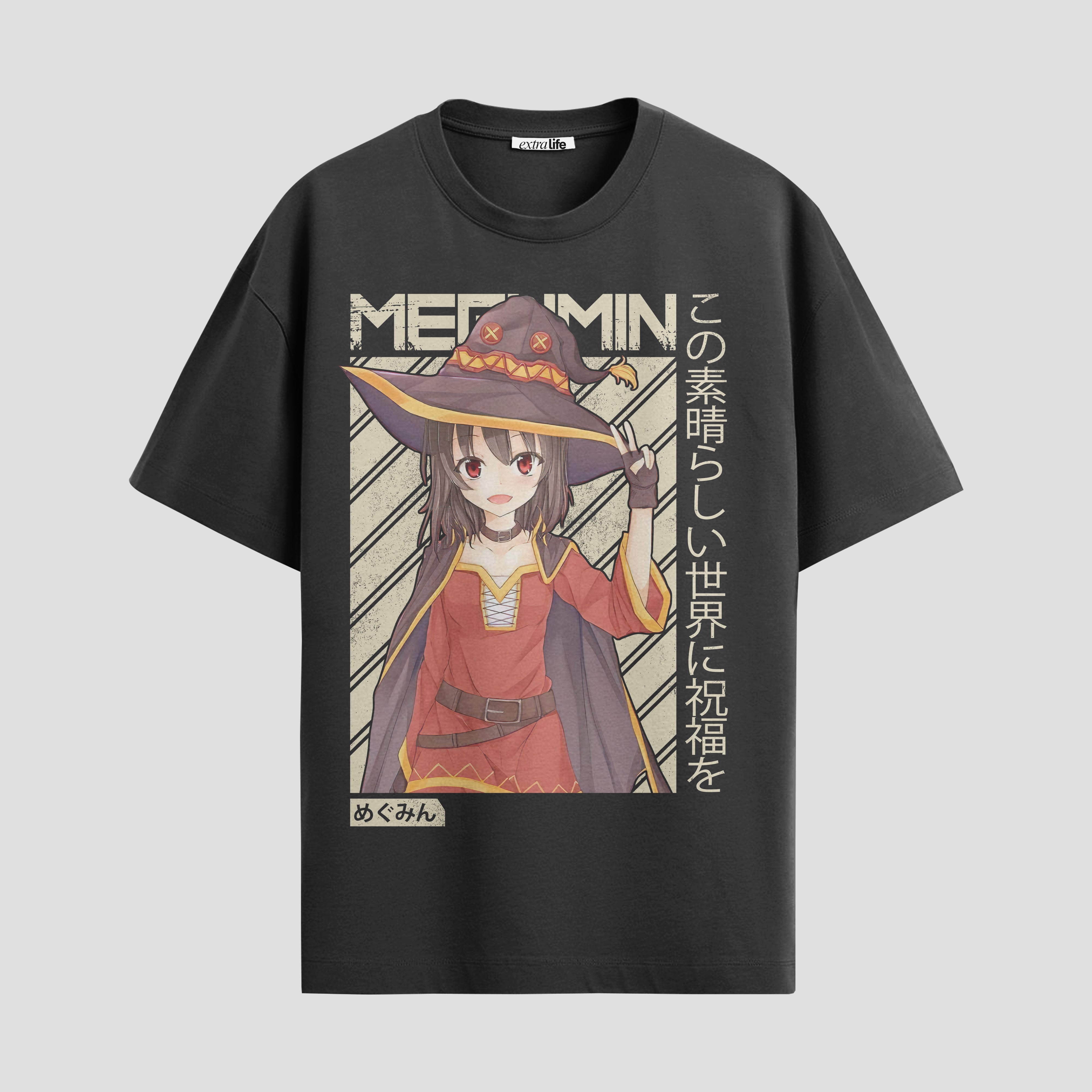 Playera urbana de anime y gaming ExtraLife MX, corte Standard Fit unisex ligero y transpirable en color Deep Black y Pure White, ropa de uso diario para gym y casual.