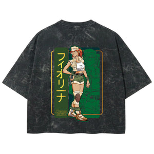 Playera streetwear premium de anime y gaming ExtraLife MX, corte boxy deluxe mineral wash heavyweight en color Acid Wash, moda urbana mexicana de culto.