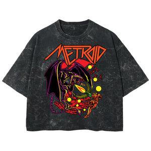 Playera streetwear premium de anime y gaming ExtraLife MX, corte boxy deluxe mineral wash heavyweight en color Acid Wash, moda urbana mexicana de culto.