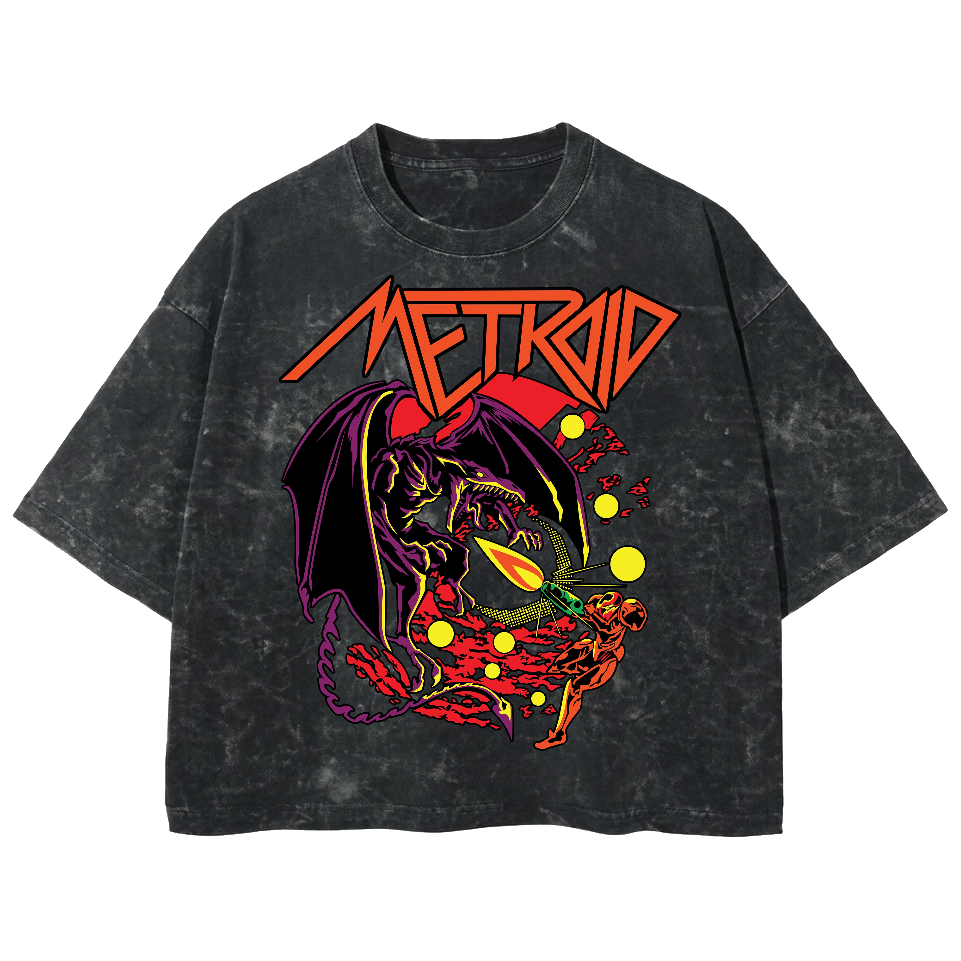 Playera streetwear premium de anime y gaming ExtraLife MX, corte boxy deluxe mineral wash heavyweight en color Acid Wash, moda urbana mexicana de culto.