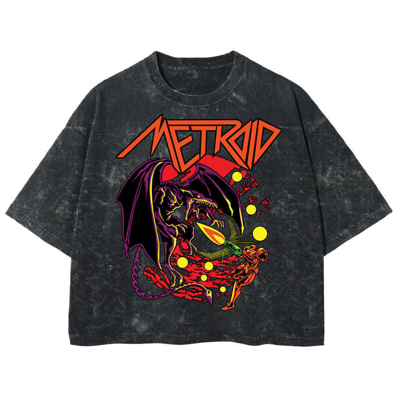 Playera streetwear premium de anime y gaming ExtraLife MX, corte boxy deluxe mineral wash heavyweight en color Acid Wash, moda urbana mexicana de culto.