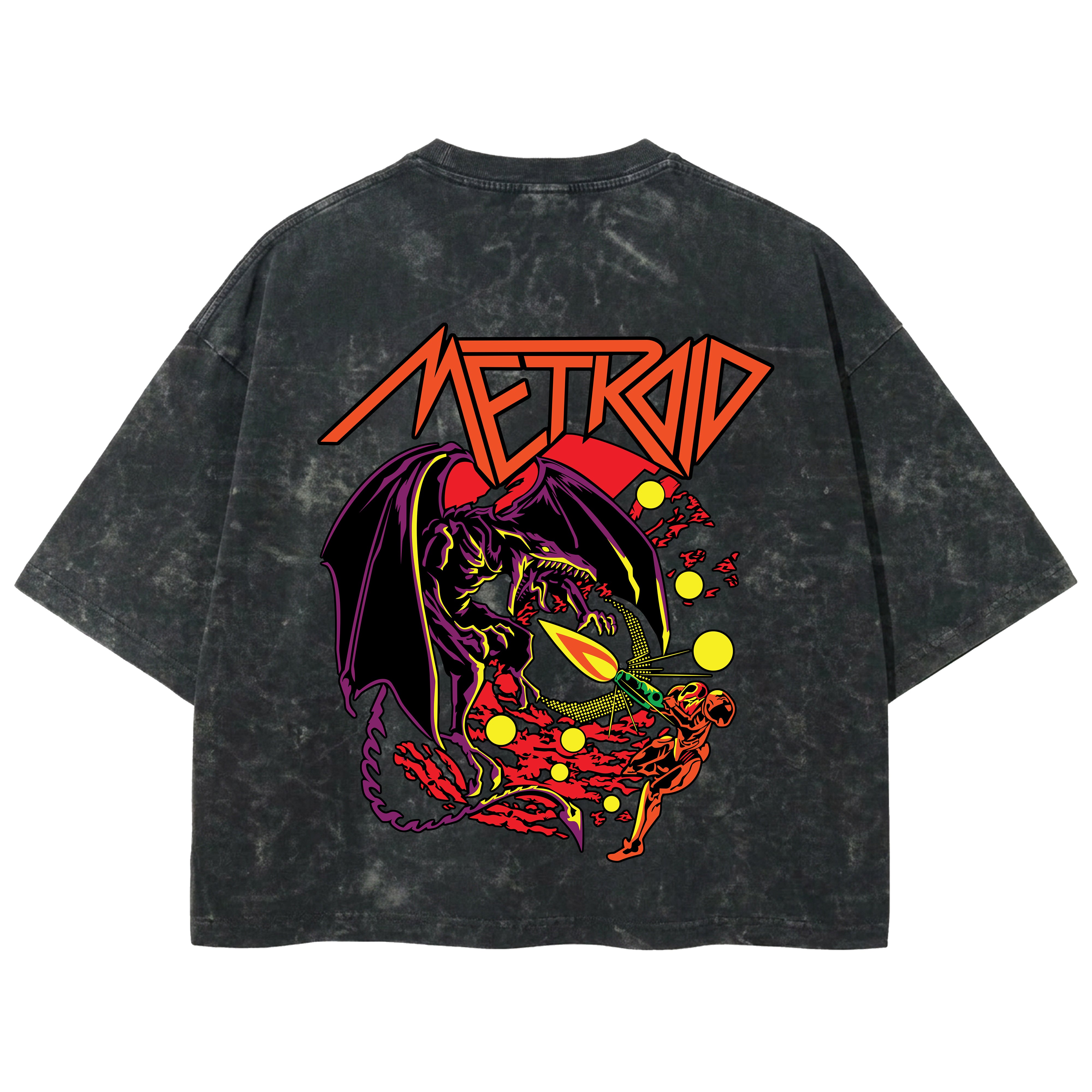 Playera streetwear premium de anime y gaming ExtraLife MX, corte boxy deluxe mineral wash heavyweight en color Acid Wash, moda urbana mexicana de culto.