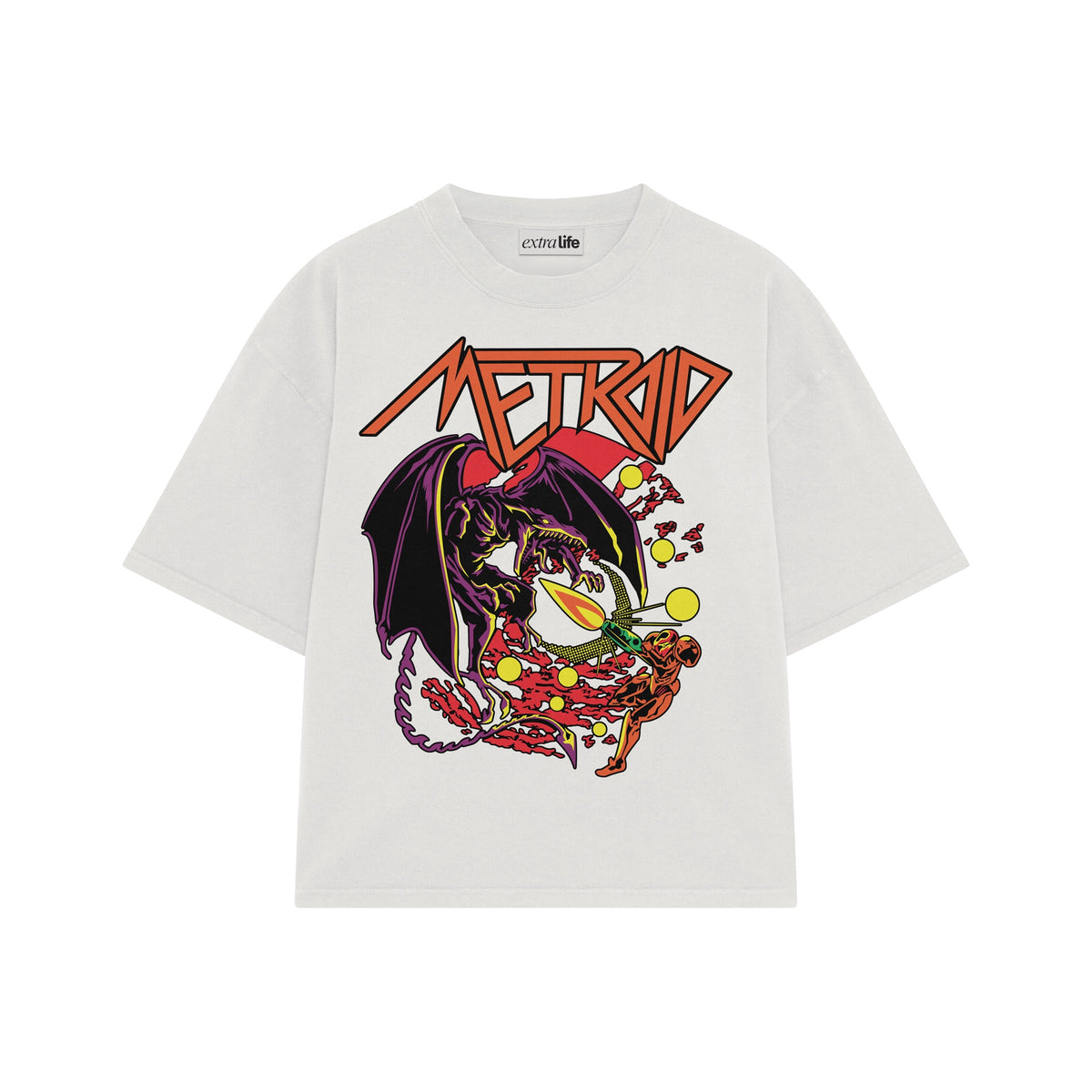 Playera streetwear premium de anime y gaming ExtraLife MX, corte oversized drop shoulder ligero y fresco en color Deep Black y Off-White, moda urbana mexicana de culto.