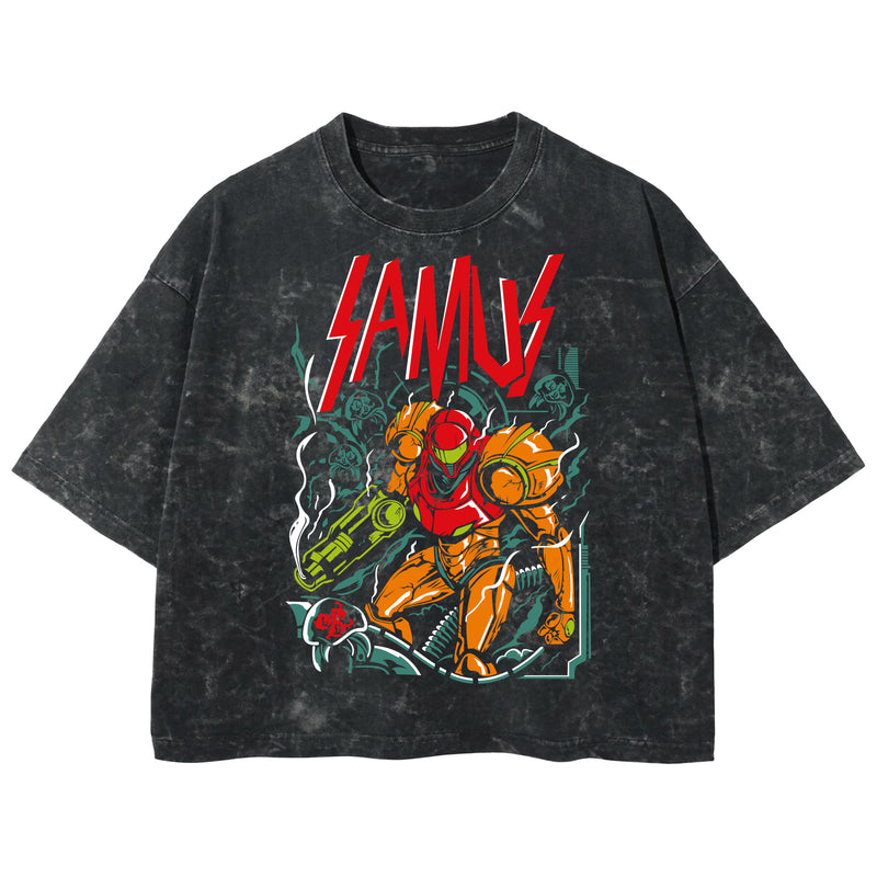 Playera streetwear premium de anime y gaming ExtraLife MX, corte boxy deluxe mineral wash heavyweight en color Acid Wash, moda urbana mexicana de culto.