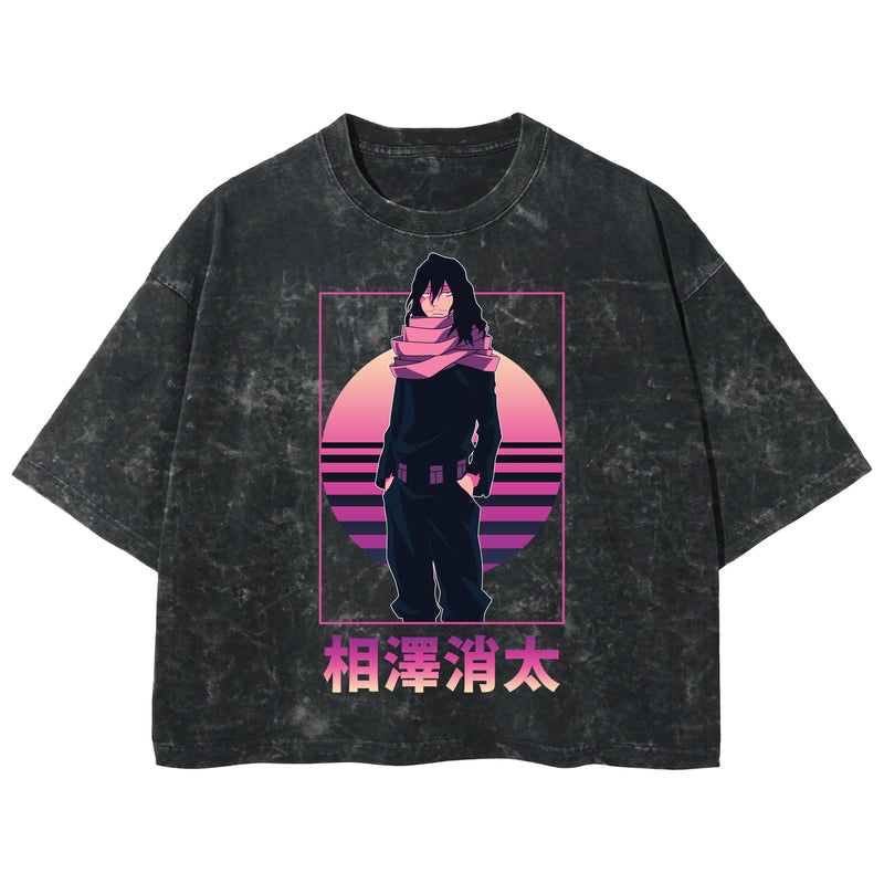Playera streetwear premium de anime y gaming ExtraLife MX, corte boxy deluxe mineral wash heavyweight en color Acid Wash, moda urbana mexicana de culto.