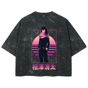 Playera streetwear premium de anime y gaming ExtraLife MX, corte boxy deluxe mineral wash heavyweight en color Acid Wash, moda urbana mexicana de culto.