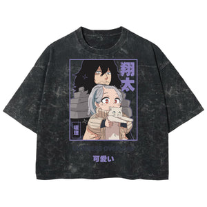 Playera streetwear premium de anime y gaming ExtraLife MX, corte boxy deluxe mineral wash heavyweight en color Acid Wash, moda urbana mexicana de culto.