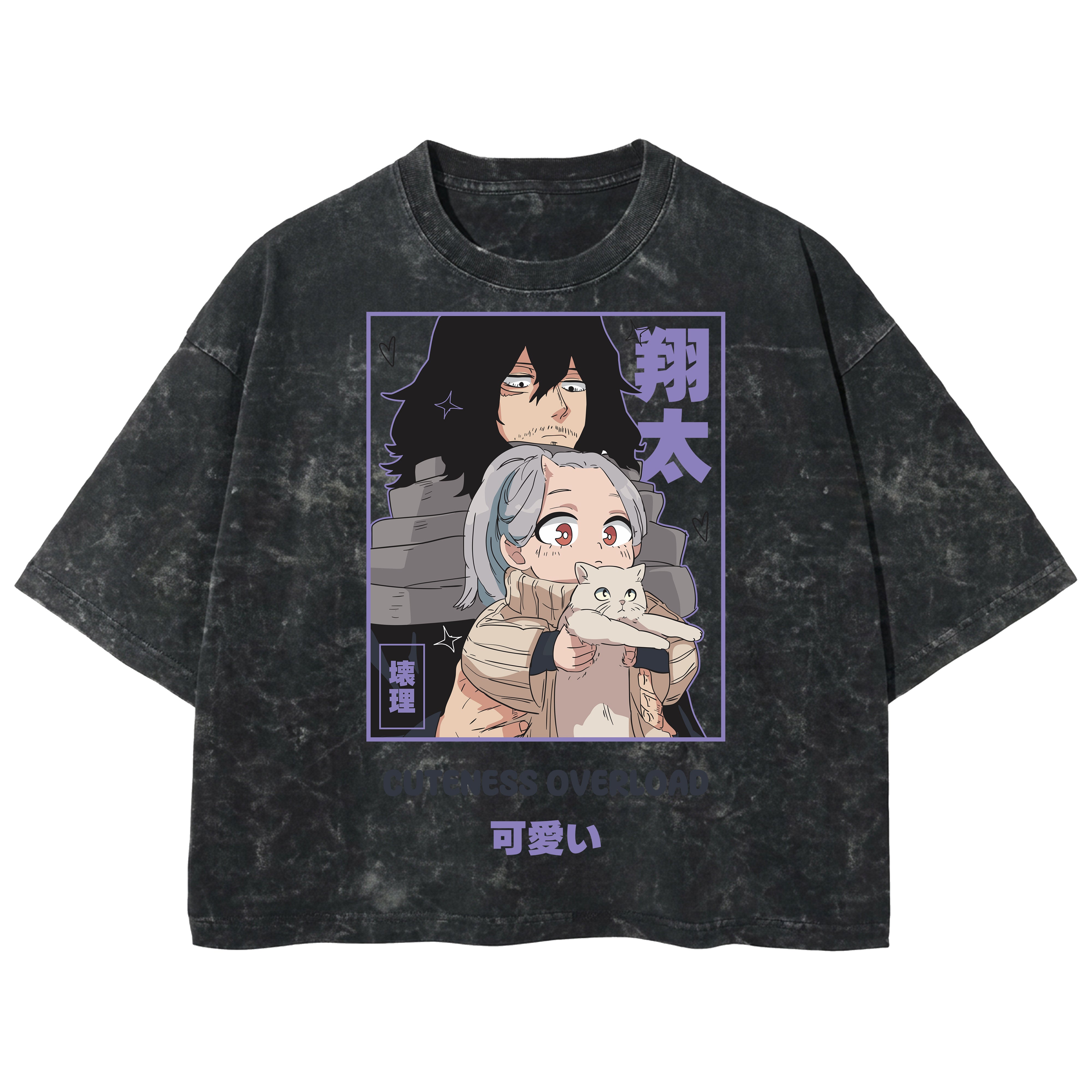 Playera streetwear premium de anime y gaming ExtraLife MX, corte boxy deluxe mineral wash heavyweight en color Acid Wash, moda urbana mexicana de culto.